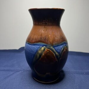 Handcrafted Brown and Blue Ceramic Vase #115